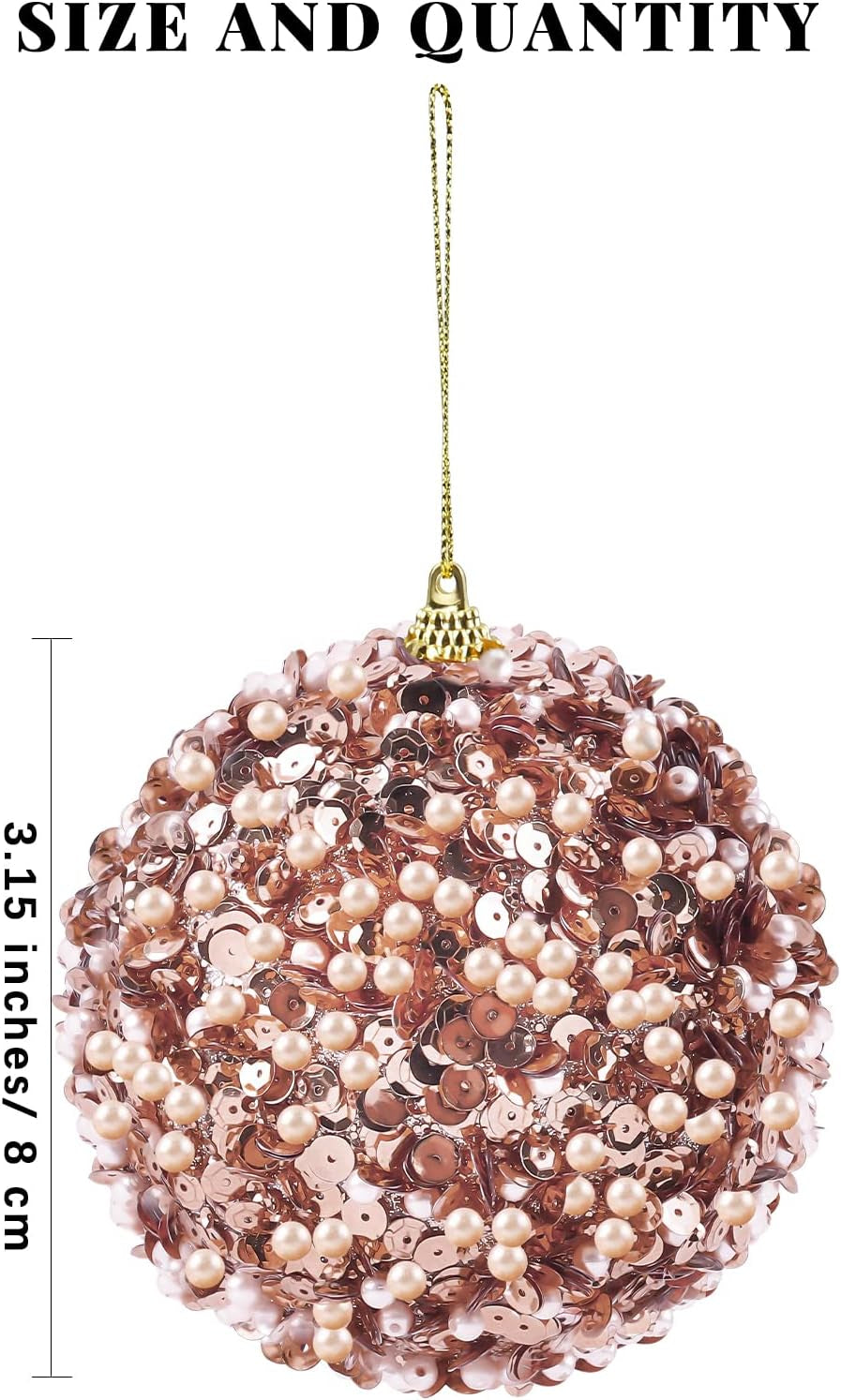 12 Pieces 3.15 Inches Christmas Ball Ornaments Foam Hanging Xmas Balls Shatterproof Decorative Balls Festival Hanging Ornaments for Christmas Decoration, Rose Gold