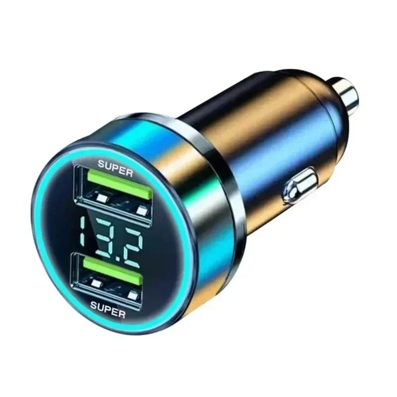 240W Car Charger Fast Charging 2 USB Ports Adapter for Iphone Samsung Xiaomi Quick Charging Chargers with Digital Display