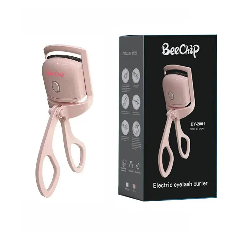 Pink Electric Eyelash Curler - Fast Heating & Portable for Lasting Curls