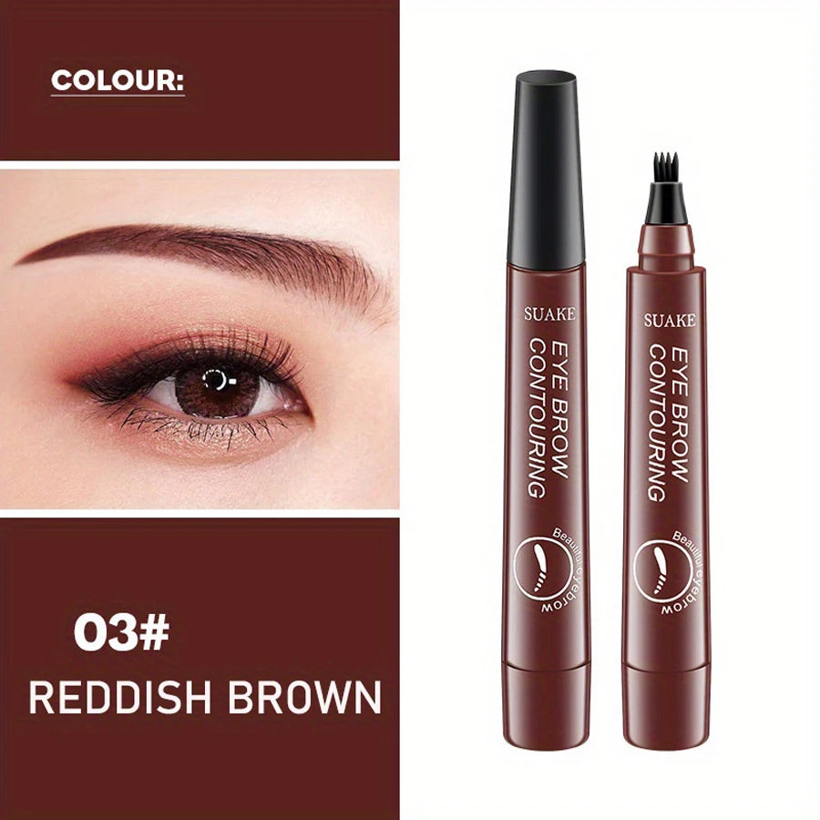 Waterproof Eyebrow Pen, Microblading Eyebrow Pencil with 4 Split Head, Natural Looking Brows Makeup ( 5 Colors)